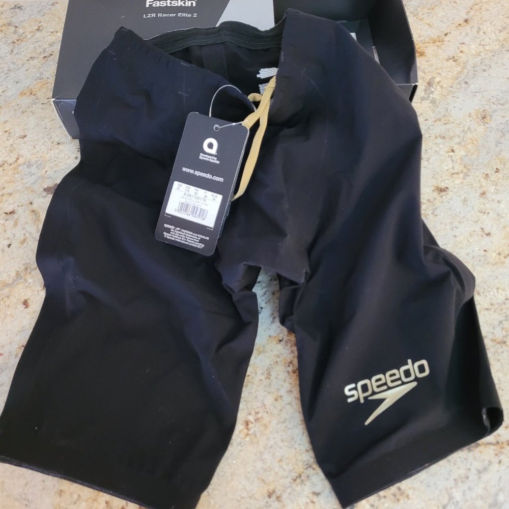 Speedo Mens LZR Elite 2 High Waisted Jammer 24 Black w Gold New in Box